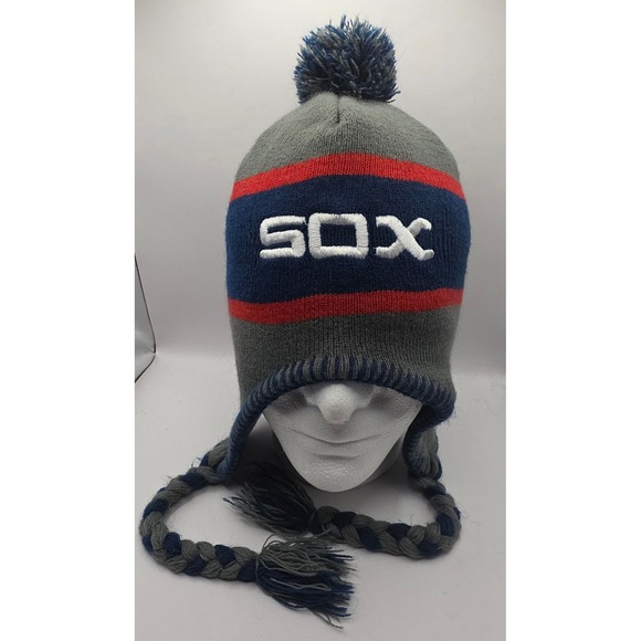 Other - Chicago White Sox Knit Beanie Hat Pom Pom Ear Flaps Tassels MLB Baseball